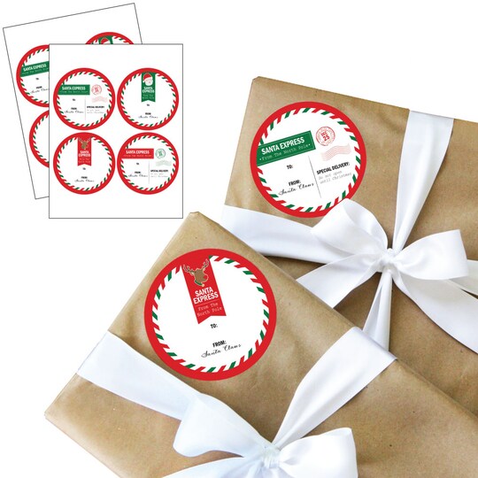 Big Dot of Happiness; Big Dot of Happiness Santa's Special Delivery - Large Christmas Sticker Gift Tags - from Santa Stickers Gift Stickers - Set of 8; Category:Tags; Image:1